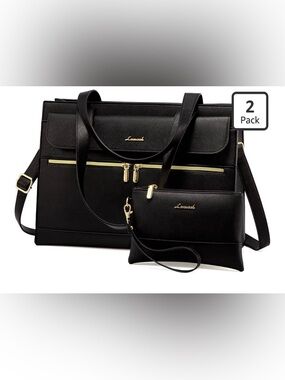 NWT Lovevook Black Structured Tote with Matching Wristlet